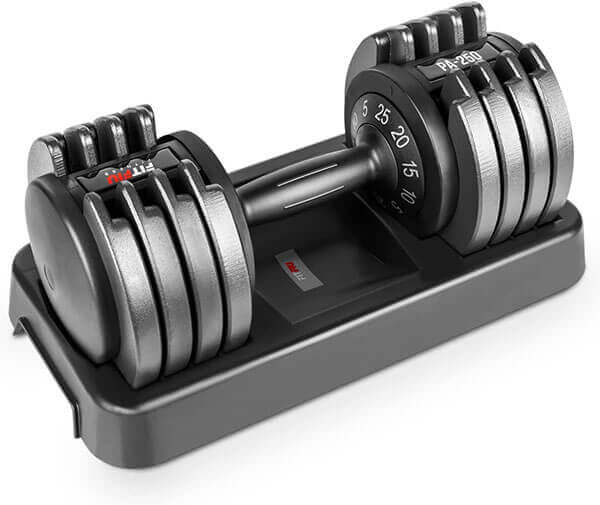 Fitfiu Fitness PA-250 - Mancuerna Ajustable de 5kg hasta 25kg para Entrenamientos musculación Indoor, Pesa Regulable hasta 25kg